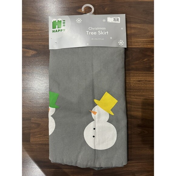 H for Happy Whimsy Snowmen Holiday Tree Skirt Bed and Bath Beyond NEW - Picture 2 of 8